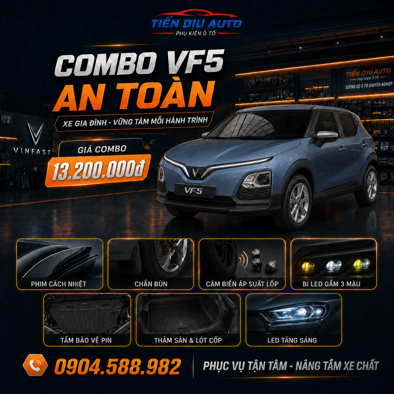 Combo VF5 An Toàn – 7 hạng mục cho xe gia đình 1 Combo VF5 An Toàn 13.200.000đ tại Tiến Dịu Auto Hà Nội