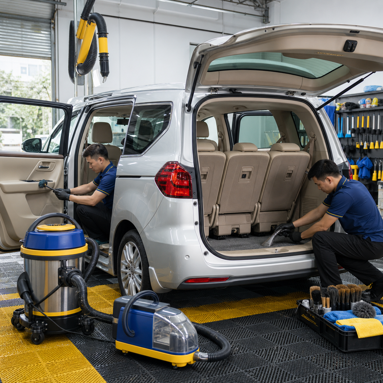 Vệ sinh nội thất chuyên sâu xe 7 chỗ
